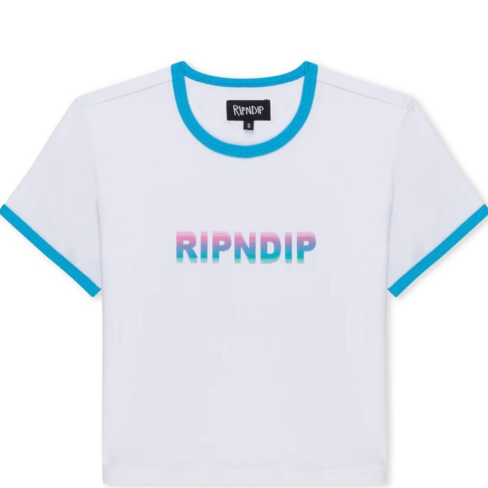 NEW WITH TAG RipNDip Women's Digital Dream Cropped Ringer Tee